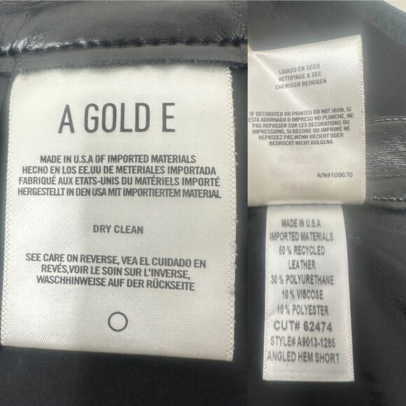 Agolde Recycled Leather Angeled Hem Black Shorts Size 29 - Picture 13 of 16